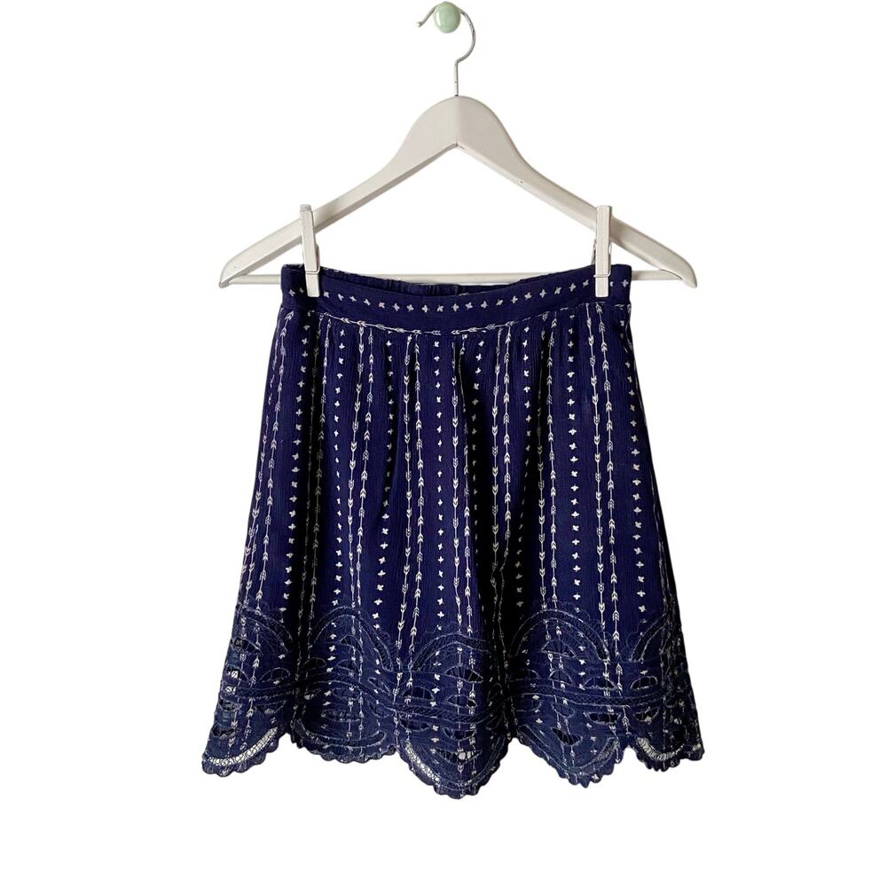 Skies Are Blue Scalloped Embroidered Eyelet Skirt Size XS